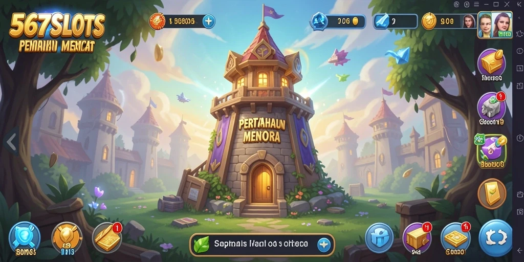 Tampilan gameplay menara yang mendebarkan dalam 567SLOTS.