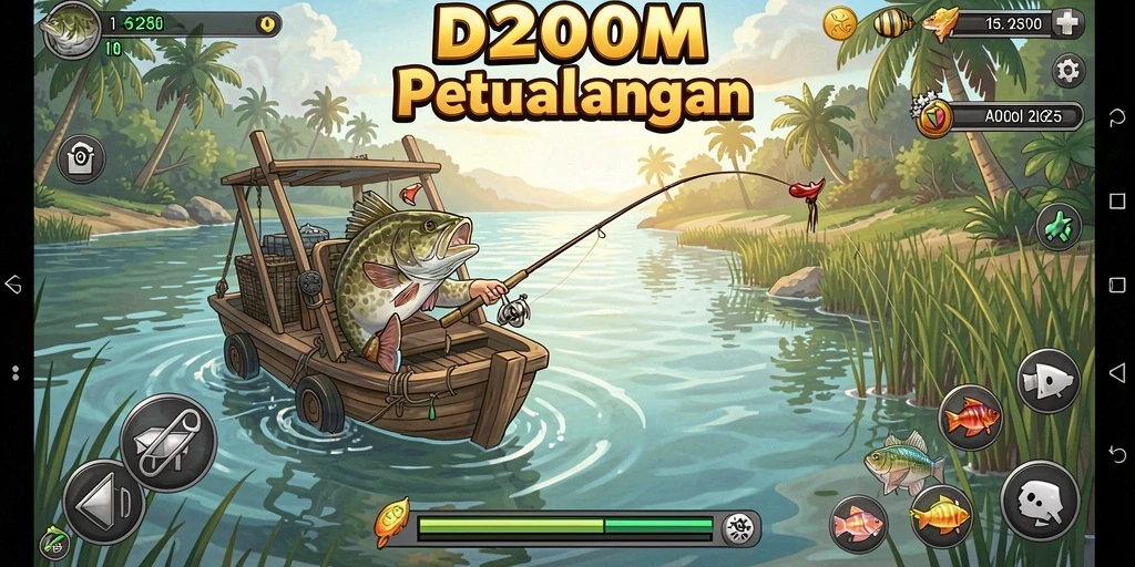 Tampilan gameplay D200M yang menakjubkan saat memancing.