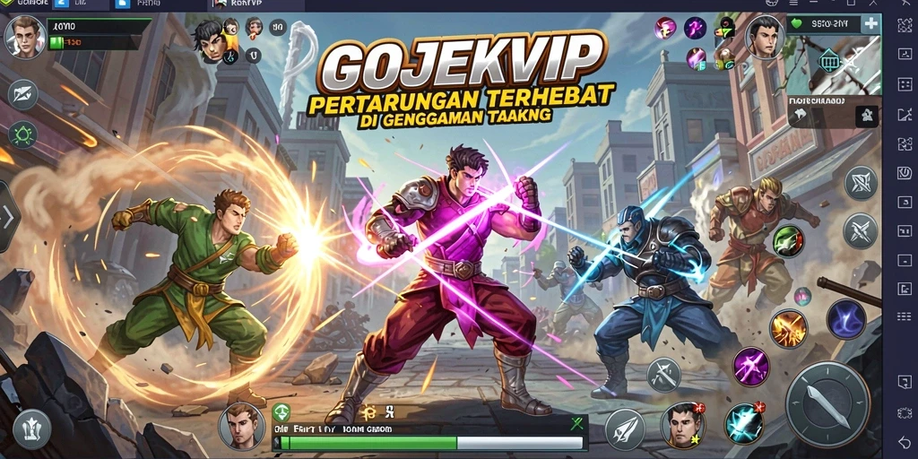 Tampilan gameplay seru GOJEKVIP dengan pertarungan yang intens.