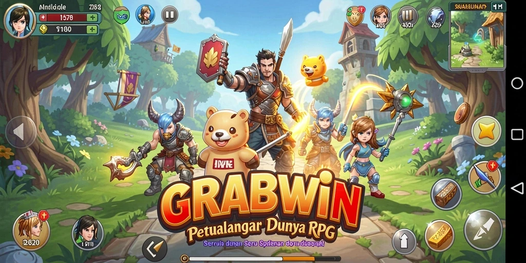Tampilan gameplay menarik dalam petualangan RPG GRABWIN.