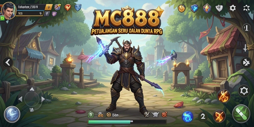 Screenshot utama MC888 menampilkan aksi pertarungan RPG yang seru.