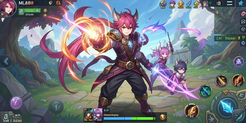 Tampilan gameplay seru dengan karakter anime yang dinamis.