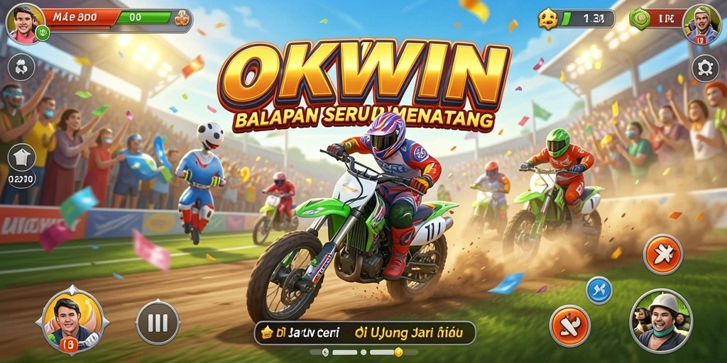 Gameplay mendebarkan di <strong>OKWIN</strong> dengan jalur balap yang menantang.