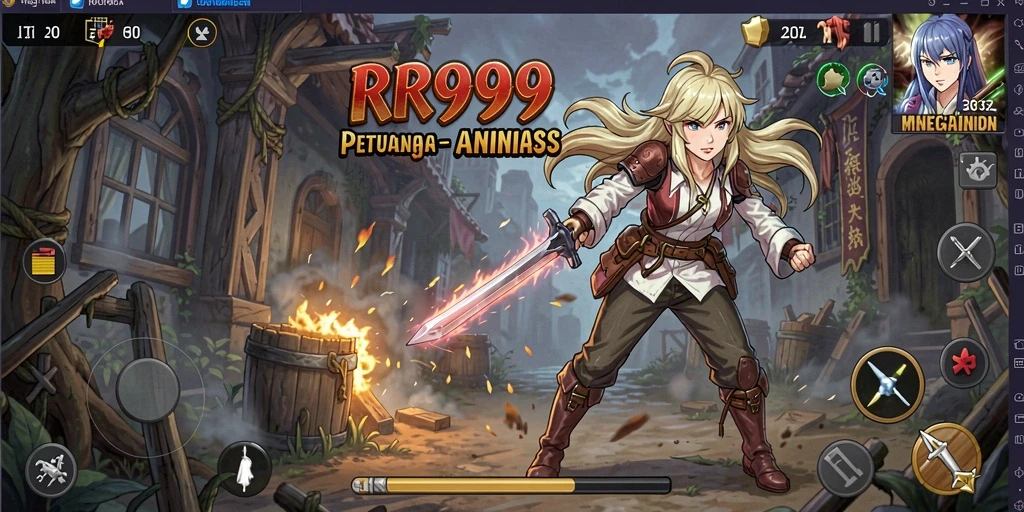 Tampilan gameplay RR999 dengan karakter anime penuh aksi.
