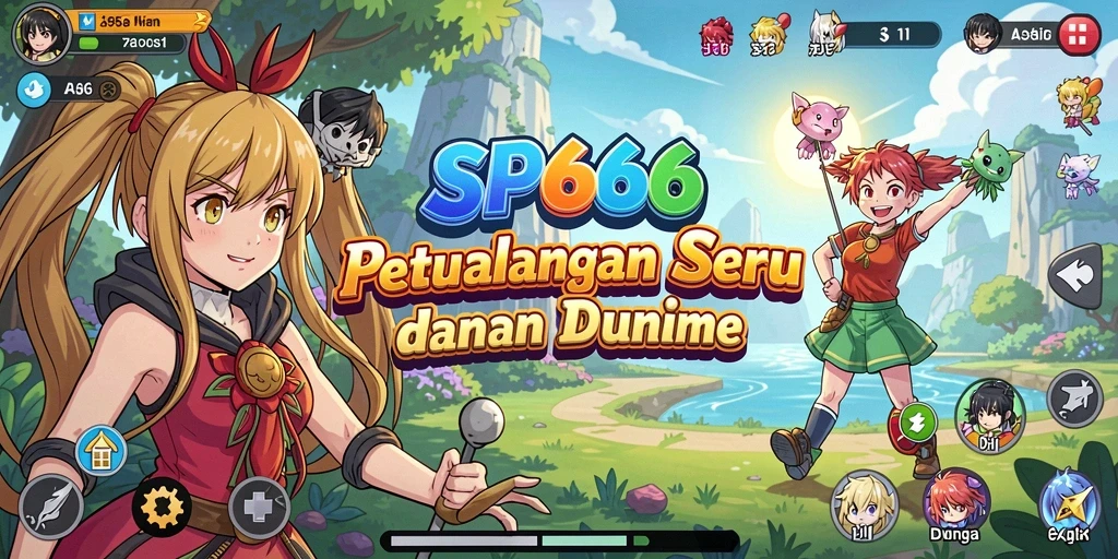 Tampilan gameplay SP666 dengan karakter anime yang beraksi.