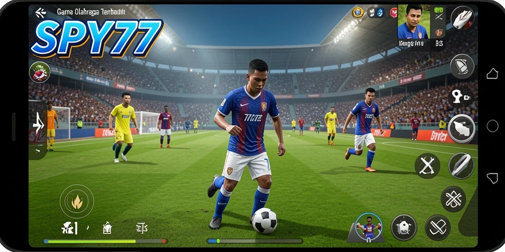 Tangkapan layar gameplay SPY77 yang menampilkan aksi seru dalam pertandingan olahraga.