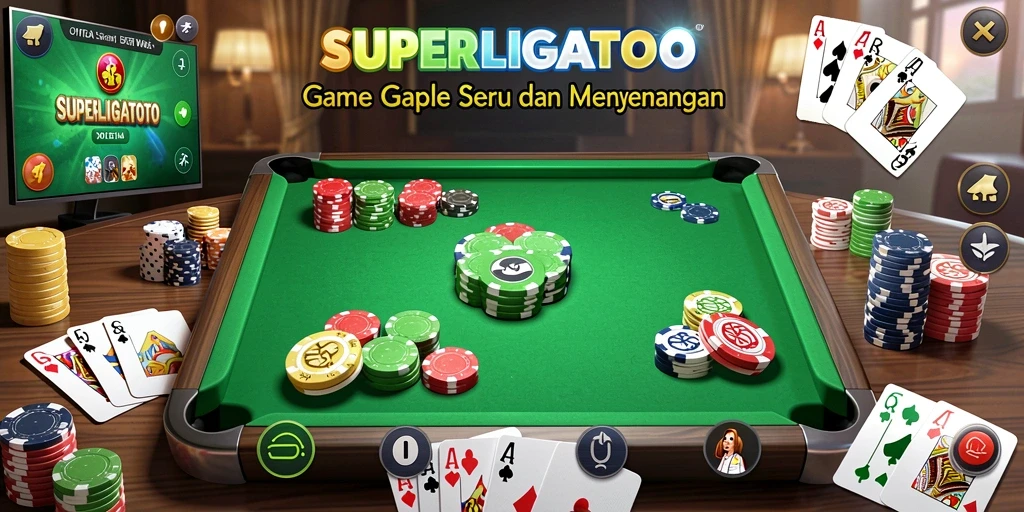 Screenshot gameplay SUPERLIGATOTO menampilkan suasana seru bermain Gaple.