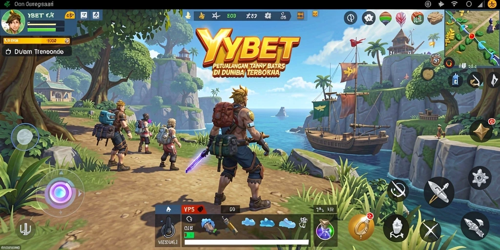 Screenshot menunjukkan karakter menjelajahi pemandangan alam yang indah di dunia terbuka.